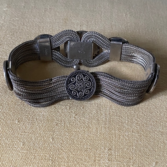 VTG I 900 Silver & Niello Bracelet & Earrings Set - Picture 11 of 16